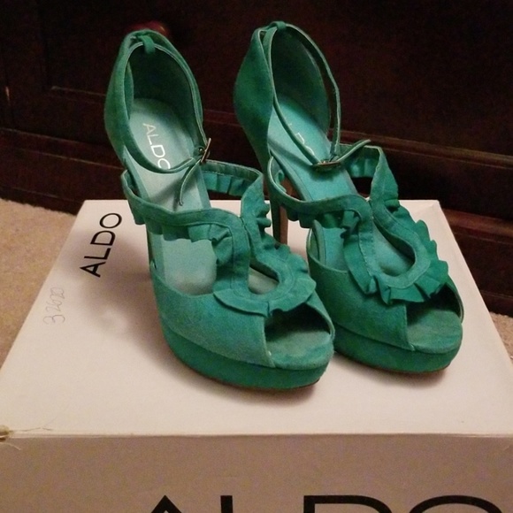 Aldo Shoes - Aldo Peep Toe Teal Heels